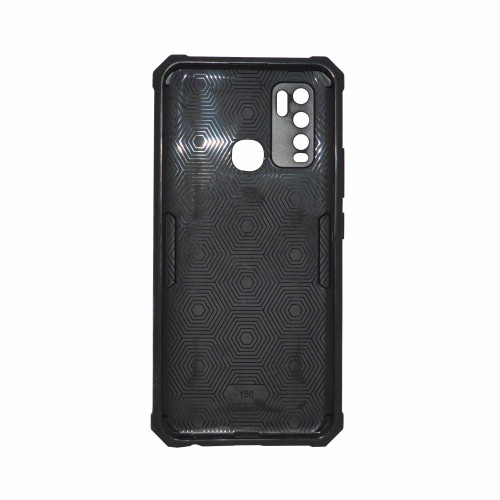 Vivo Y30-Y50 Black   Military Grade Protection Built-in Kickstand Car Holder Mobile Phone Case